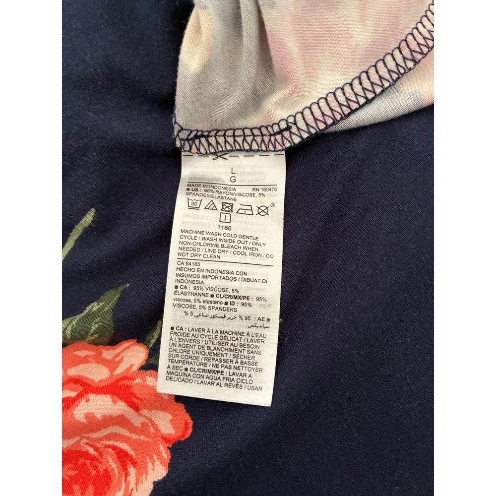 Old Navy Womens Large Navy Blue Floral Sleeveless Swing Shift Dress Summer L - Picture 7 of 8
